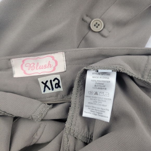 Blush kahki roll tab bottom tie waist pocket pants ankle / capri size small - Picture 4 of 4